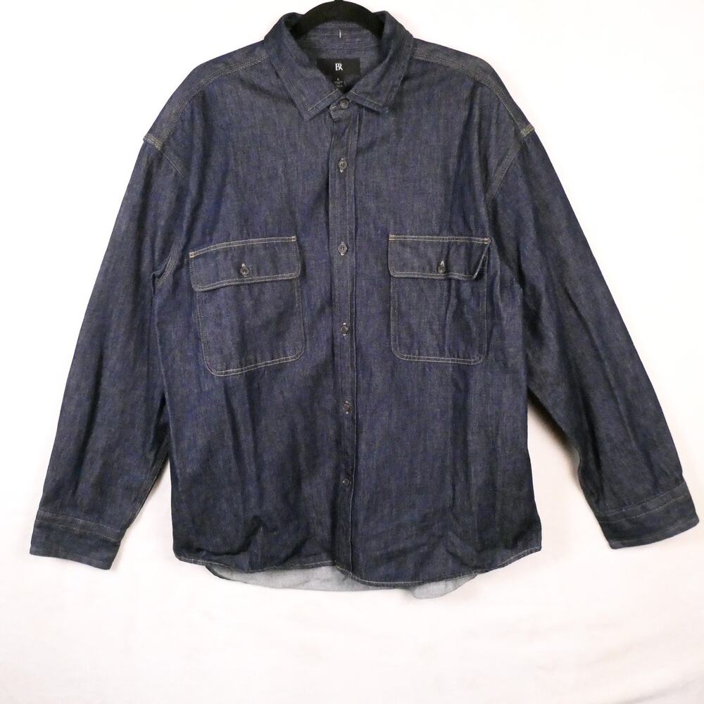 Banana Republic Relaxed Fit Denim Overshirt Size L Button Down Shacket Dark Wash